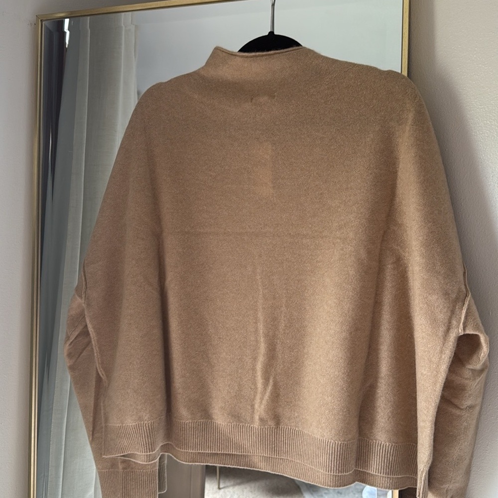 NWT Anthropologie The Alani Cashmere Mock-Neck Sweater by Pilcro Sand Dollar Tan - Picture 6 of 9